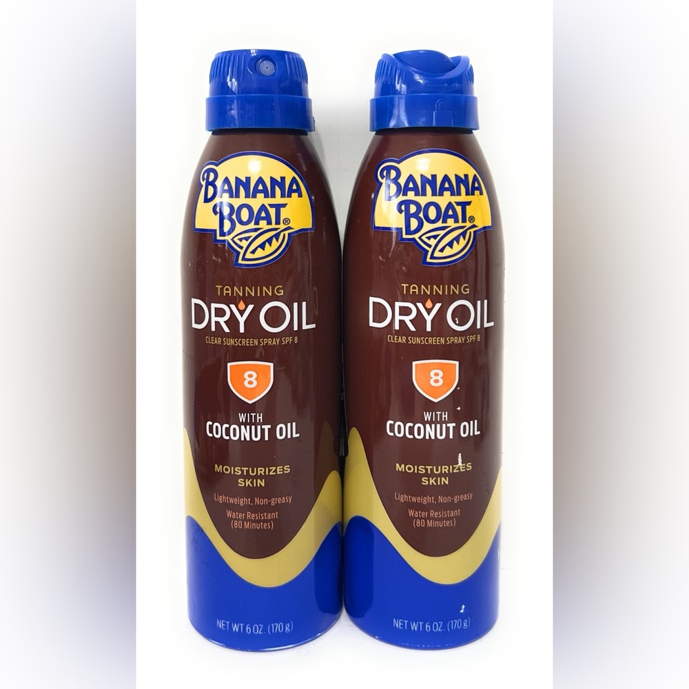 (2) Banana Boat UltraMist Tanning Dry Oil Clear Sunscreen Spray SPF 8 - 6 oz